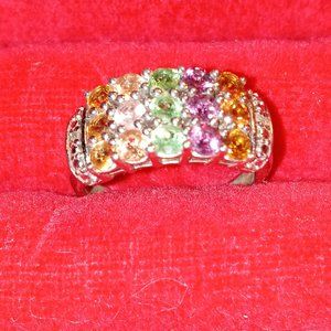 Beautiful STS 15 Stone multicolored ring size 7